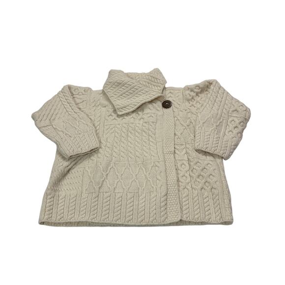 Kilronan Womens Large Knit 100% Merino Wool Ireland Wool Cardigan Shawl Chunky - Picture 1 of 9